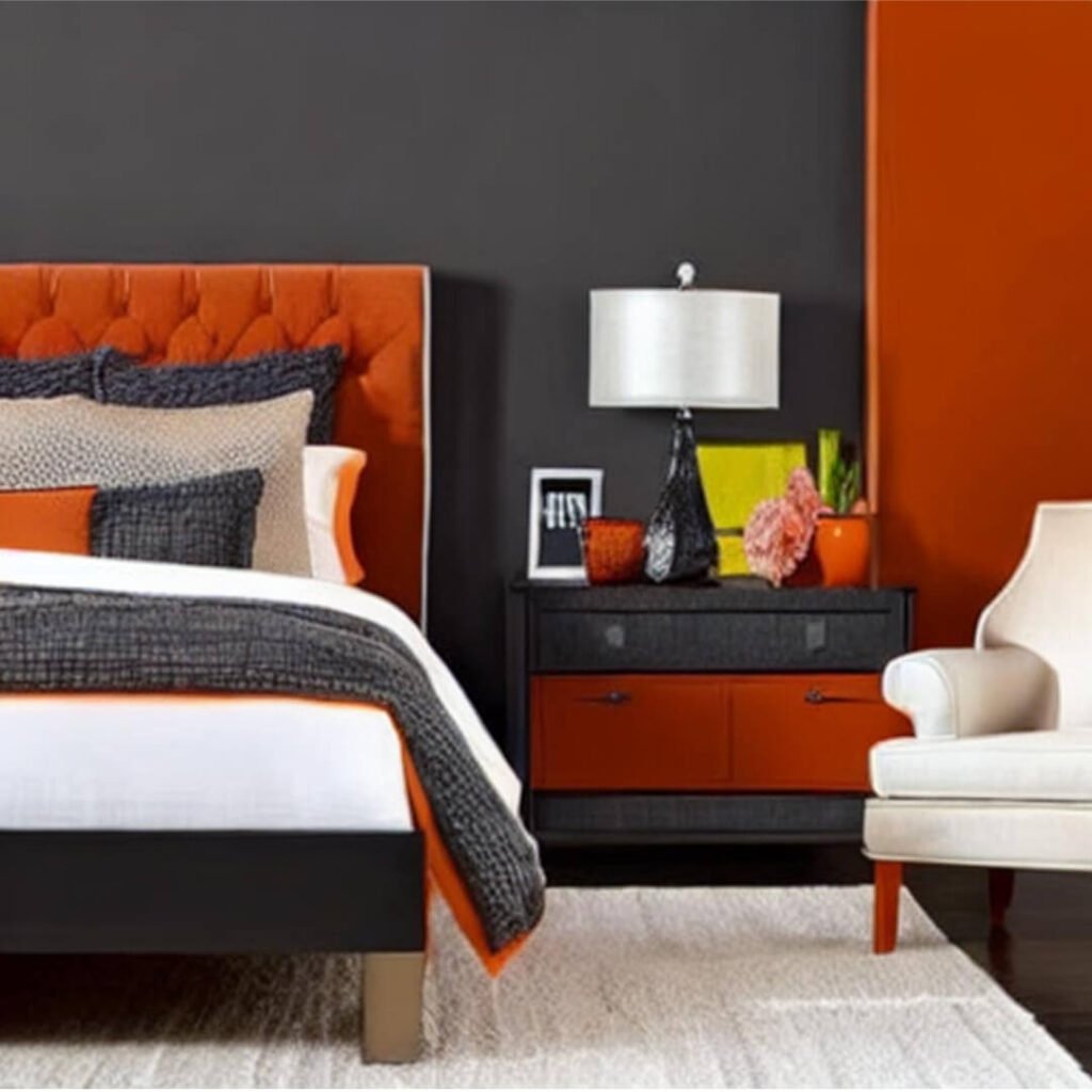 Colour Combination for Bedroom - Most Popular 5 Two Colour Combination for Bedroom Walls Orange and Charcoal Two Colour Combination for Bedroom, home wall painting service