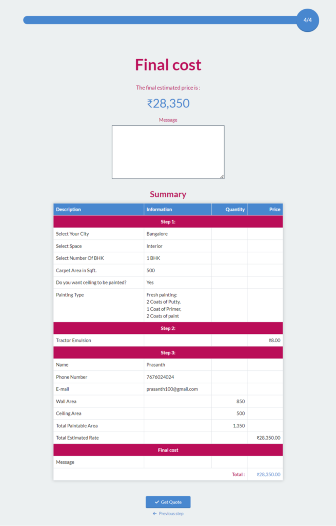 paint quotation online