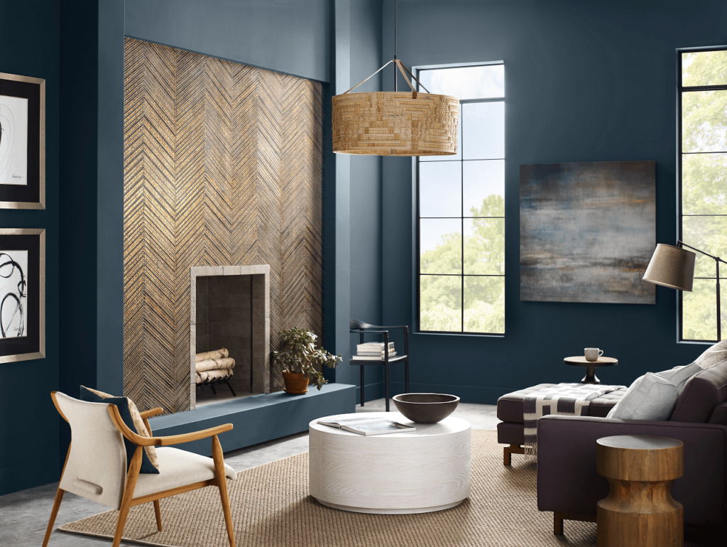 Sherwin Williams Color of the year 2024 - Sherwin Williams Paint Colors for Your Walls popular in 2024 Gale-Force-(SW 7605)-living-room-painting-ideas